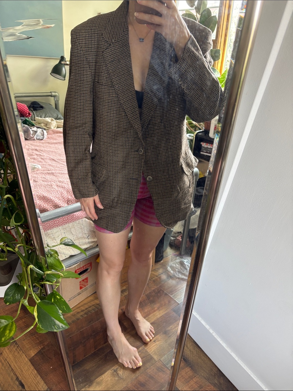 Classic Houndstooth Wool Nordstrom Blazer - Brown